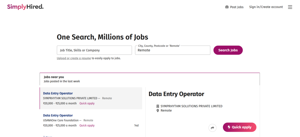 SimplyHired – Freelance जॉब्स का Aggregator प्लेटफॉर्म