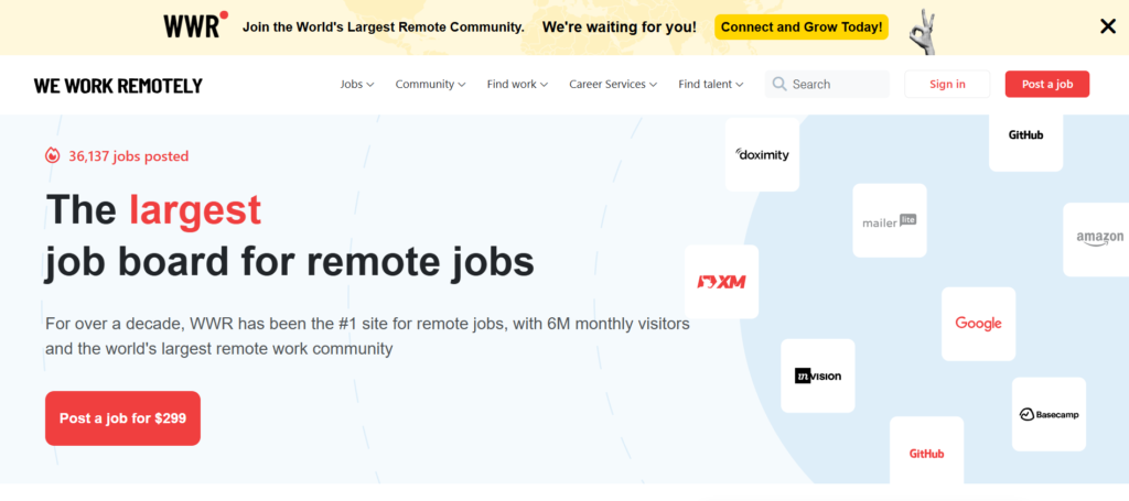 We Work Remotely – Remote-Friendly Freelance Jobs
